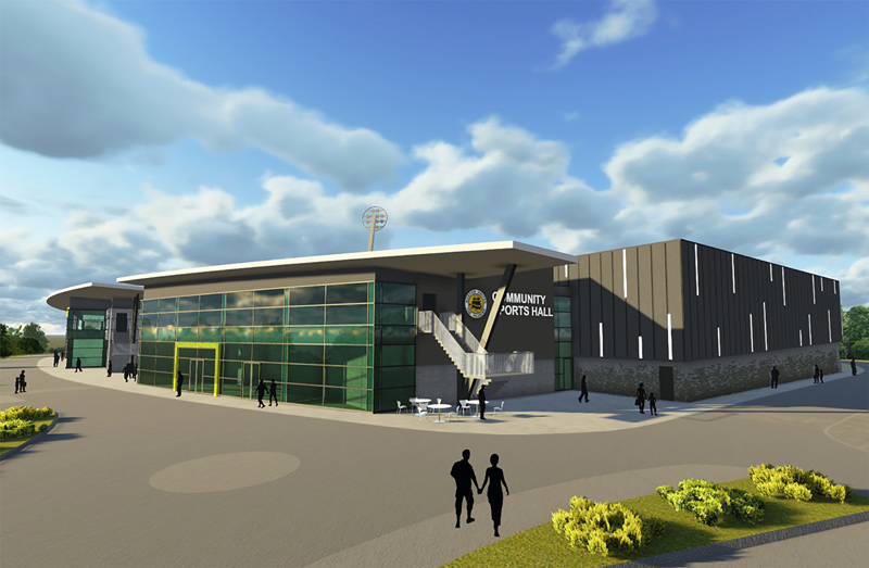 A projection of how Boston United Football Club's new Jakemans Community Stadium will look